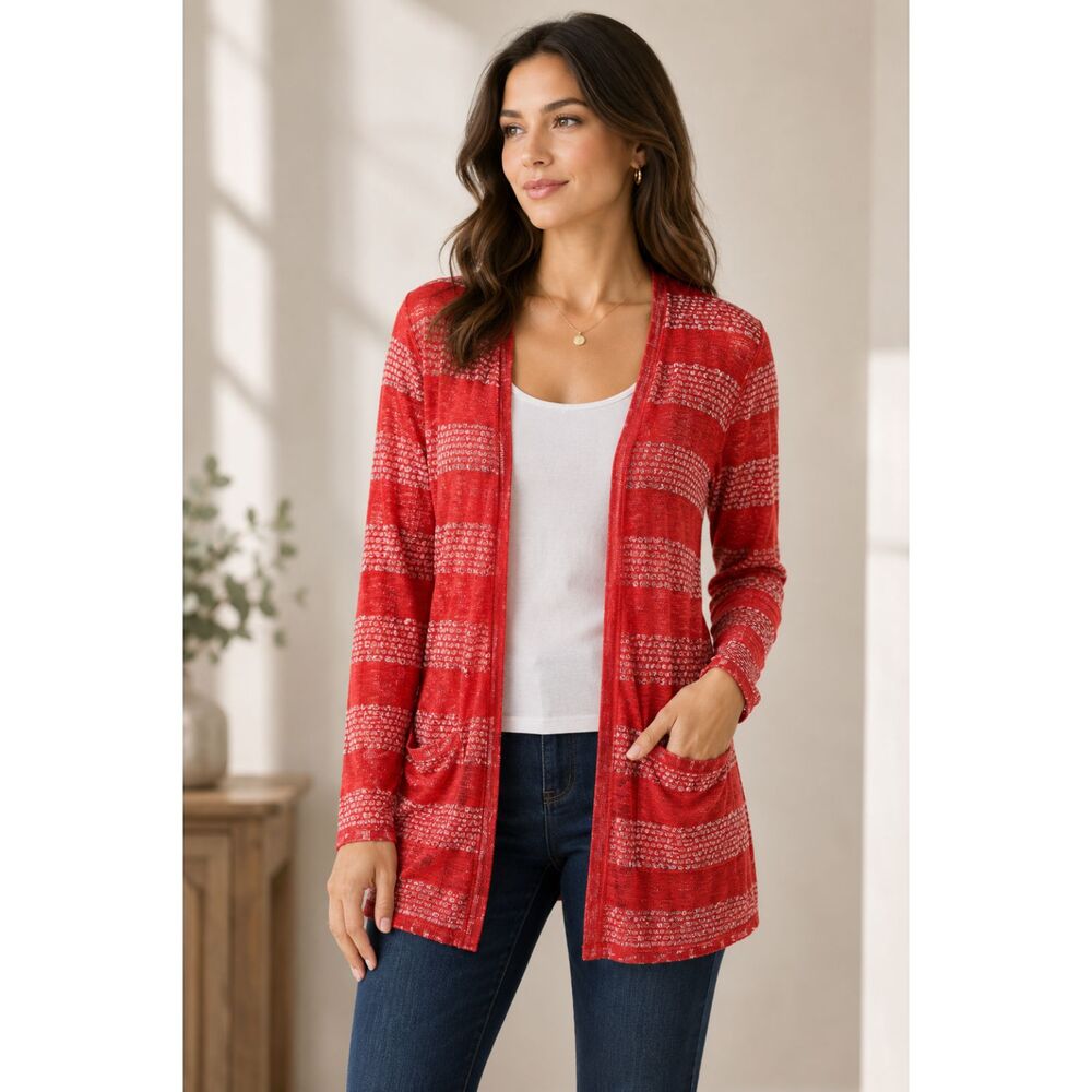 Soulmates Lightweight Open Front Pocket Cardigan Soft Knit Layering Sweater